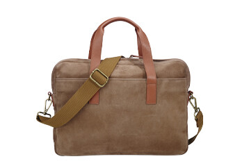 Tobacco velvet Men's leather satchel - HARWINTON