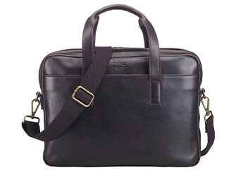 Dark Chocolate Men's leather satchel - HARWINTON