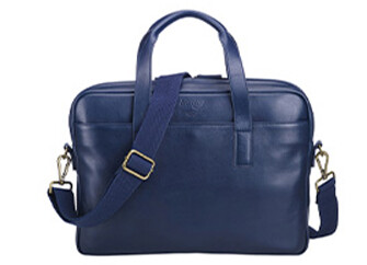 Navy Men's leather satchel - HARWINTON