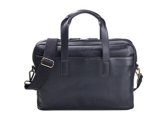 Men's Black Leather Satchel - HARWINTON
