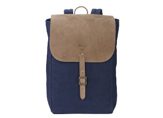 Navy cotton canva and Tobacco goat suede backpack - HUNTINGTON
