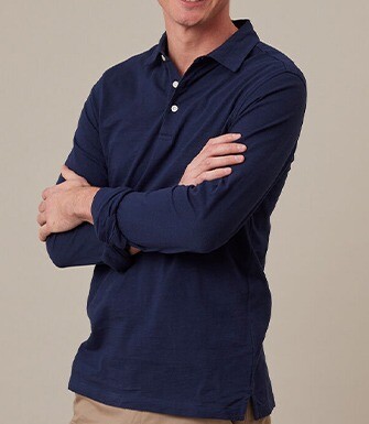 Navy Men's long sleeve polo shirt - AIDEN ML