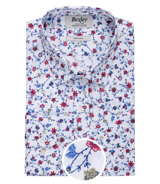 Blue red & Beige printed shirt - RODÉRIC