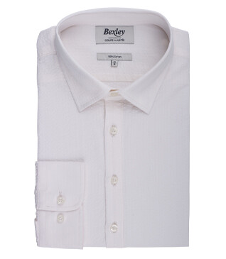 Pinkish White Seersucker shirt - WILDEBERT