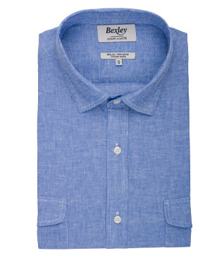 Ocean Blue Chambray cotton linen shirt - SIPHÉRIN