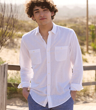 White Chambray cotton linen shirt - SIPHÉRIN