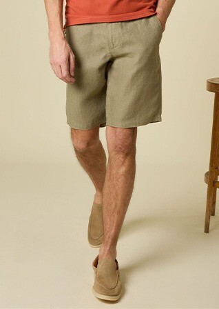 Taupe Linen Bermuda Shorts - BORYS