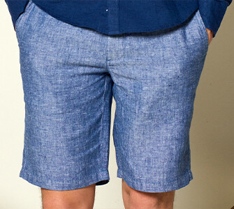 Blue Chambray linen shorts - BORYS