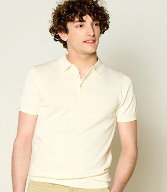 Unbleached men's polo shirt - BRAIDEN