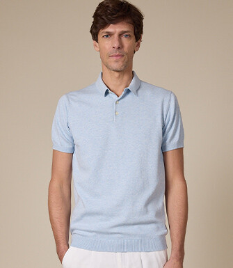 Men's light blue heathered polo - BRAIDEN