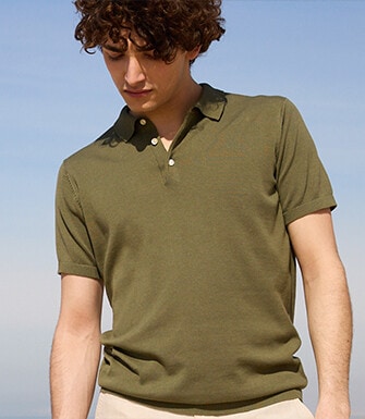 Green Khaki men's polo shirt - BRAIDEN