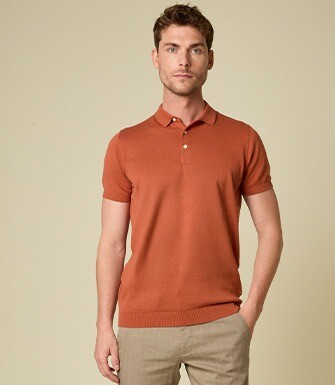 Men’s Dress Knit Polo Shirt Terracotta - BRAIDEN II