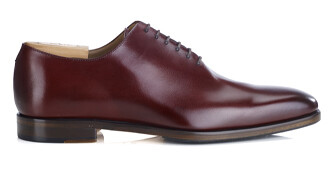 Bright Burgundy Men's Oxford shoes - Leather sole with pad - BELLAGIO PATIN