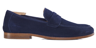 Navy Suede Men's penny loafers - DERVIO