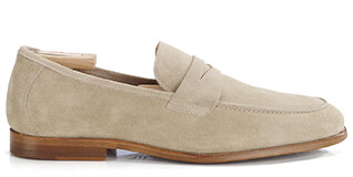 Dark Beige Suede Men's penny loafers - DERVIO
