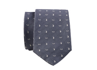 Grey and Ecru Mulberry Silk Tie