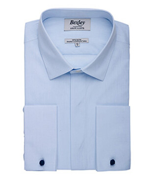 Pale Blue shirt with French cuffs and covered placket - OLIVIO