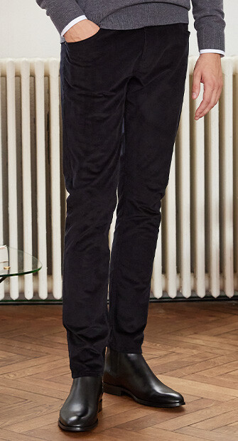Corduroy Black Men's 5 pocket Trousers  - KARS
