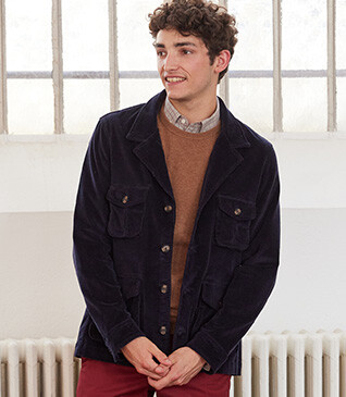 Men's Navy corduroy safari jacket - FLORENCIEN
