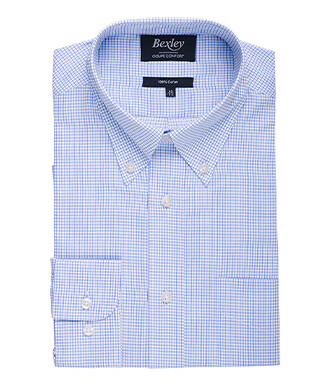 White Twill shirt with Blue checks - STELLAN 