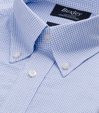 White Twill shirt with Blue checks - STELLAN