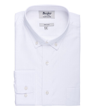 White shirt 100% cotton - Button down collar - EVHAN