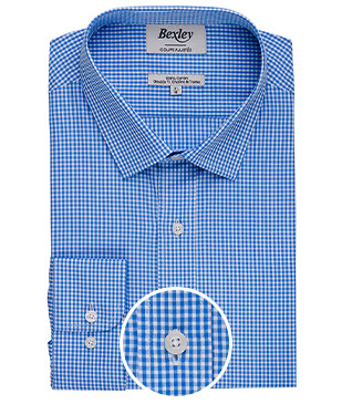 Light Blue & White Cotton shirt - Straight collar - VALAIRE