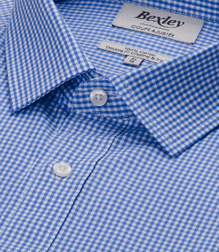 Light Blue & White Cotton shirt - Straight collar - VALAIRE