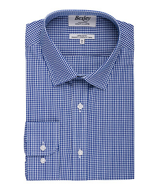 Blue & White Cotton shirt - Straight collar - VALAIRE