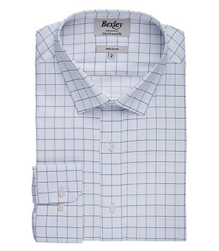 White shirt with green checks - Straight collar - SERGIUS