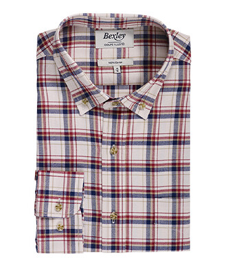 Red & Ecru Flannel shirt - Pocket - ALDERICK