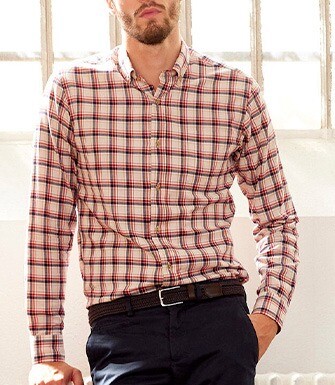 Red & Ecru Flannel shirt - Pocket - ALDERICK