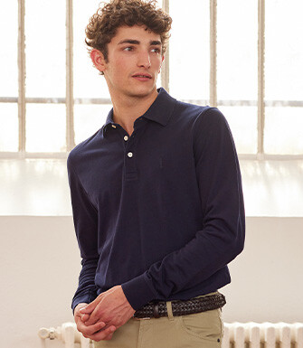 Navy Men's long sleeve polo shirt - ALEC II ML