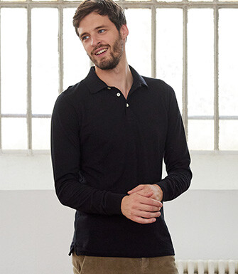 Black Men's long sleeve polo shirt - ALEC II ML