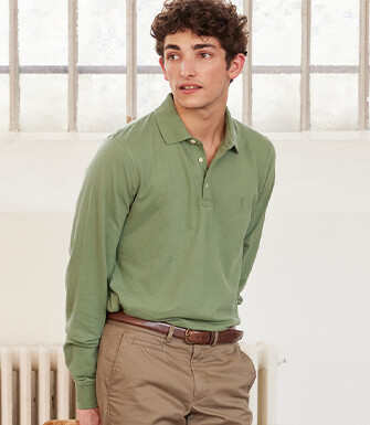 Sage Green Men's long sleeve polo shirt - ALEC II ML