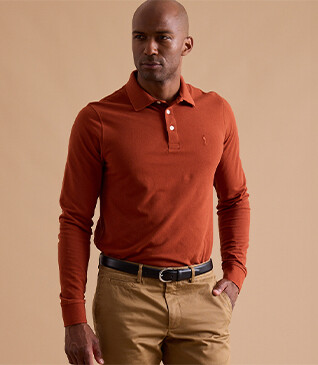 Rust Men's long sleeve polo shirt - ALEC II ML