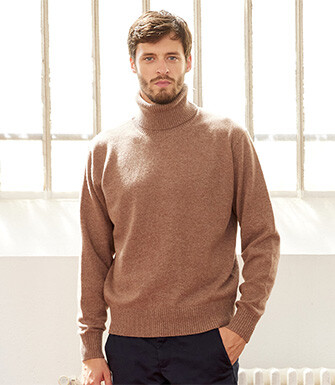 Brown Melange wool roll-neck jumper - KENNERIC