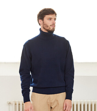 Navy Blue wool roll-neck jumper - KENNERIC