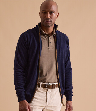 Men's navy wool cardigan - KANTHER