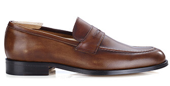 Patina Cognac leather men's loafers - DIXTON