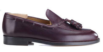Burgundy leather Men's tassel loafers - PICADILLY