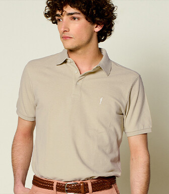 Beige men's polo shirt - ADGER