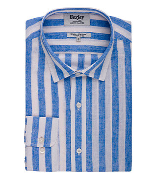 Blue & White striped cotton linen shirt - BRUNIEN
