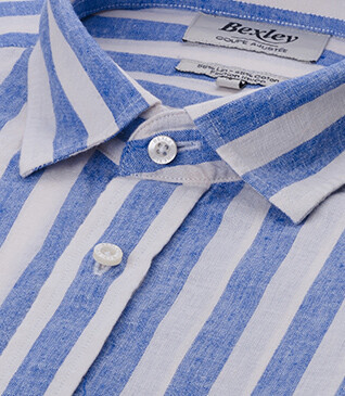 Blue & White striped cotton linen shirt - BRUNIEN
