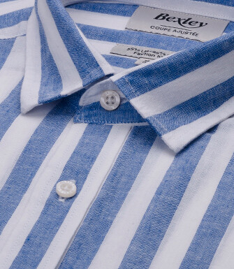 Striped cotton linen shirt - Blue & White - BRUNIEN