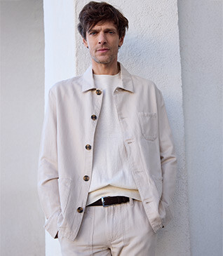 String men's cotton/linen painter jacket - FAUSTINIEN