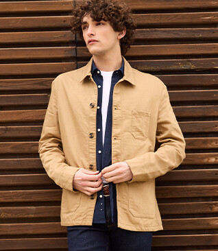 Desert men's cotton/linen painter jacket - FAUSTINIEN
