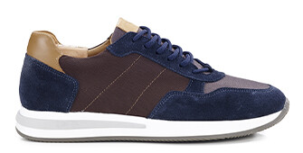 Navy Suede & Chocolate Men's Trainers - NIRRANDA II