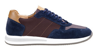Navy Suede & Chocolate Men's Trainers - NIRRANDA II