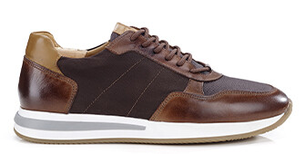Dark Brown & Dark patina Chestnut leather Men's Trainers - NIRRANDA II